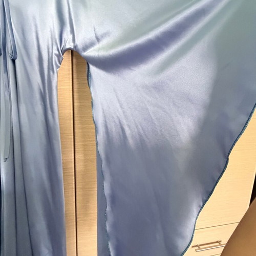 Cruel satin dress Large like new, light blue with bell sleeves
