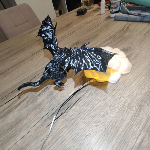 LED Dragon Lamp 3D Printed with Flame Effect New