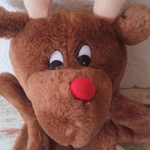 Plush glove reindeer toy Rudolph used, puppet theater