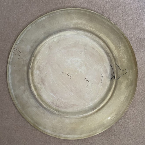 Handpainted ceramic plate, foreign artist, diameter approx. 40 cm