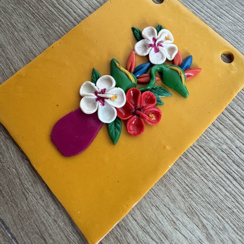 Flowers and vases wall decor like new, handmade from polymer clay