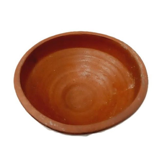 Vintage glazed ceramic bowl like new, round, brown