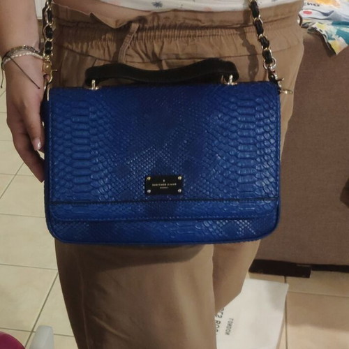 Paul's Boutique shoulder bag new, electric blue with embossed snake pattern
