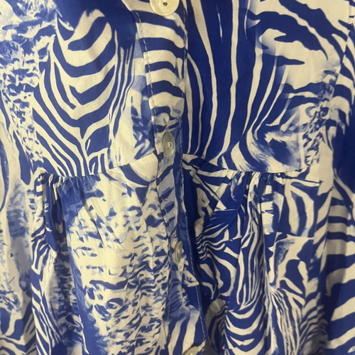 Dress 100% viscose one size blue-white new