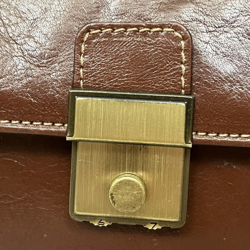 Vintage premium leather briefcase, brown, handmade in Greece