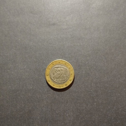 1 euro coin Greece with owl and S used, very rare