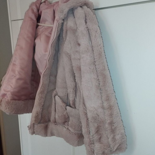 Pink faux fur jacket new for girls aged 6-8