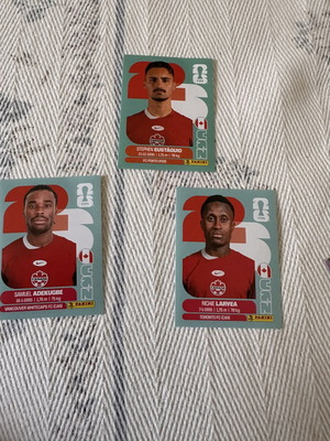 Canada football player stickers featuring Eustaquio, Larvea, Adekuubje