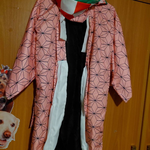 Demon Slayer Nezuko Cosplay Costume like new, pink kimono with obi belt