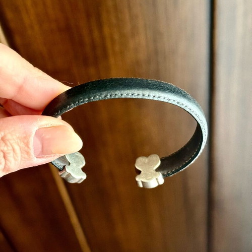 Tous leather and 925 silver bracelet like new, black and silver