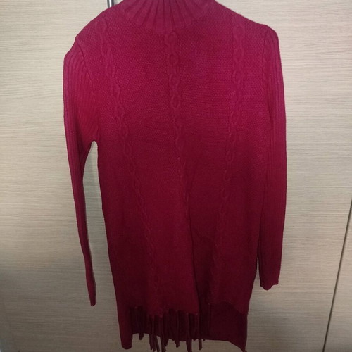 E&D Long Asymmetric Sweater like new, burgundy, size XL/XXL