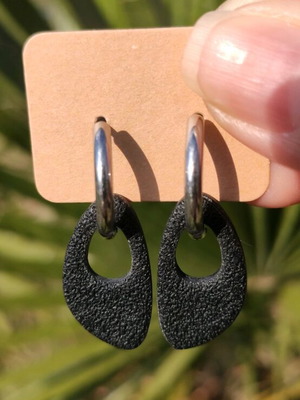Handmade earrings from polymer clay and steel black and silver