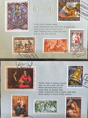 Religious collectible cards with Globus stamps like new