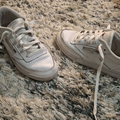 Reebok athletic shoes used, synthetic leather, white, size 37.5