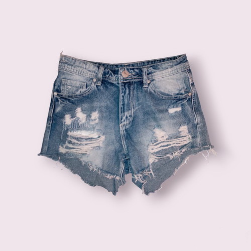 Denim shorts S with distressed details refurbished
