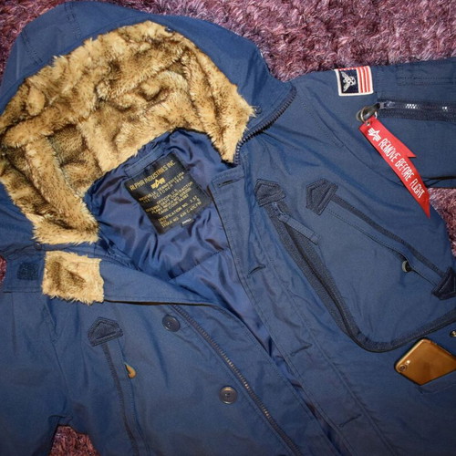 Alpha Industries Polar men's parka jacket size S used, blue
