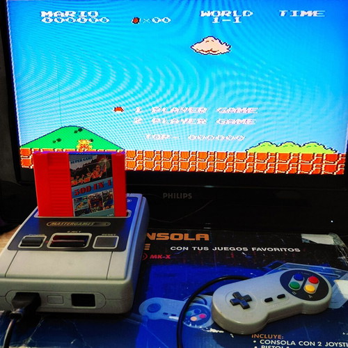 Retro game console used, complete with cartridge and controller