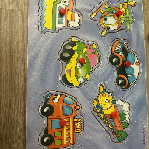 Baby learning puzzles used, 10 wooden cards