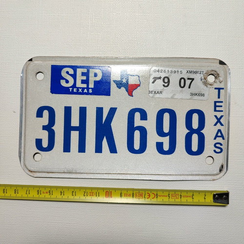 Texas motorcycle plate used, genuine from America