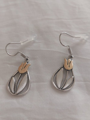 Golden Tulips two-tone dangle earrings