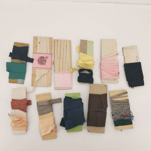 Sewing ribbons used, pack of 10 pieces, 1960s vintage