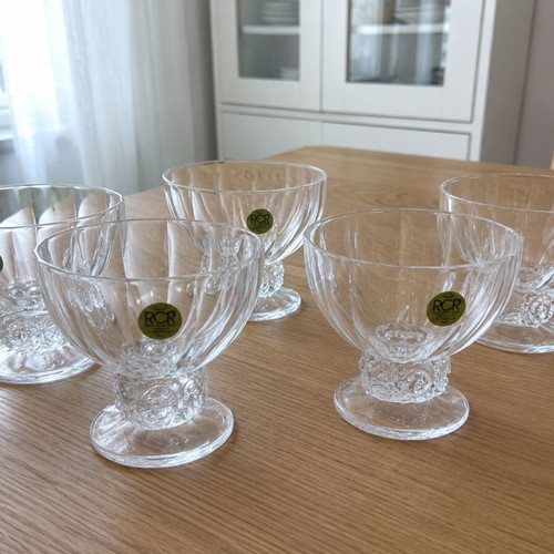 RCR Royal Crystal Rock Crystal Dessert Bowls set of 6, vintage