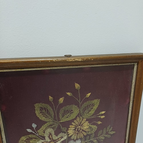 Set of two embroidered paintings used 26.5cm x 39cm