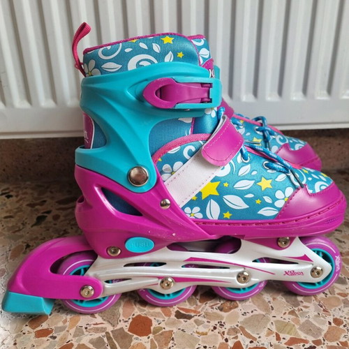 Roller skates used, size 34-37, fuchsia and turquoise for girls