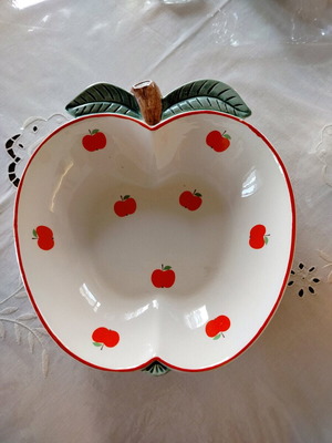 Decorative large fruit bowl or platter with apple design like new