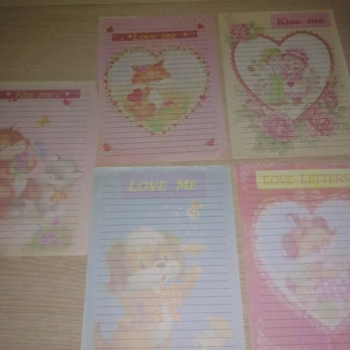 Love letters stationery from 80s-90s, 5 single sheets, like new