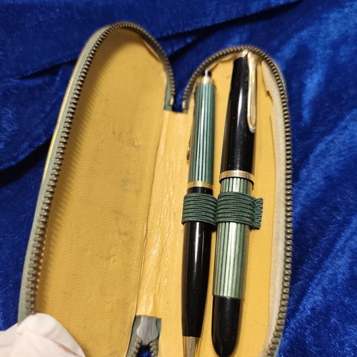 Pelikan 400 Fountain Pen and Pelikan 450 Mechanical Pencil Set used, vintage 1950s