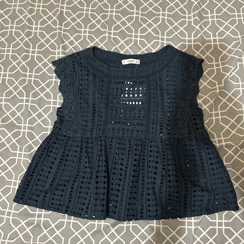 Mango summer top, size S, blue, cropped style