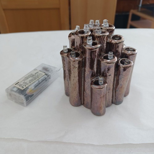 Handmade decorative lamp with lights like new, includes batteries