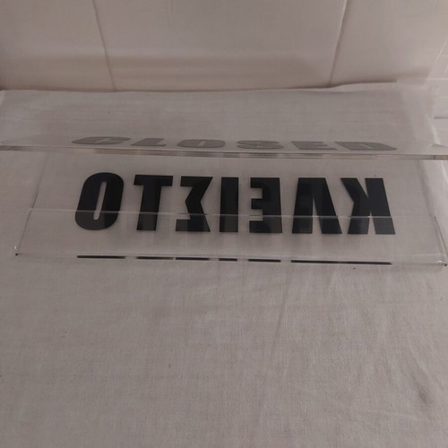 Plexiglass table sign used (closed)