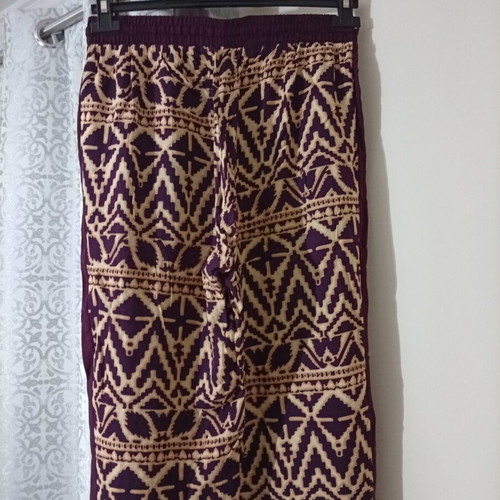 Summer printed pants used, size small/medium, beige and purple