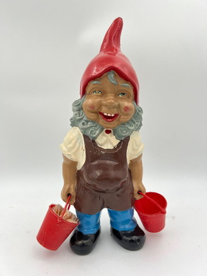 Vintage Plastic Gnome Figurine with Buckets used