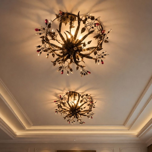 Decorative ceiling lights pair with organic nature-inspired design