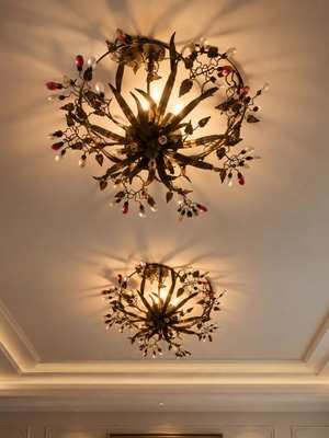 Decorative ceiling lights pair with organic nature-inspired design