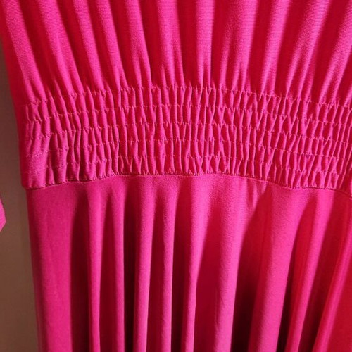 Pink airy dress with sleeve and V neckline, size M