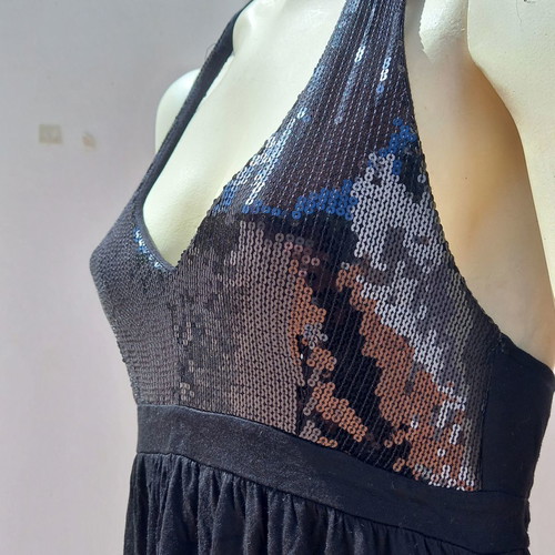 H&M mini dress with sequins used, black, size XS