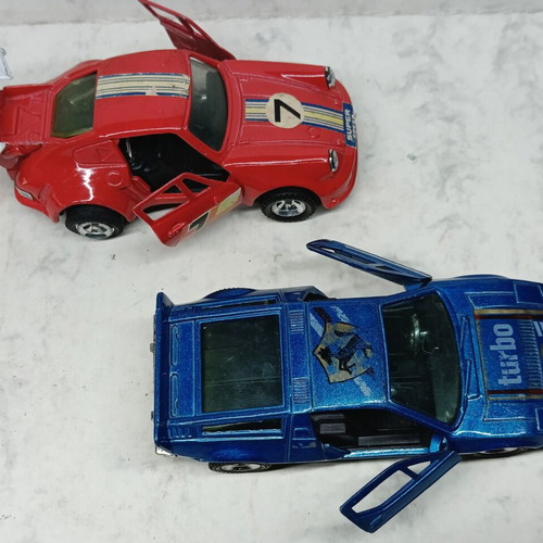 Vintage toy cars Porsche Turbo and Maserati Bora like new, 1/37 scale