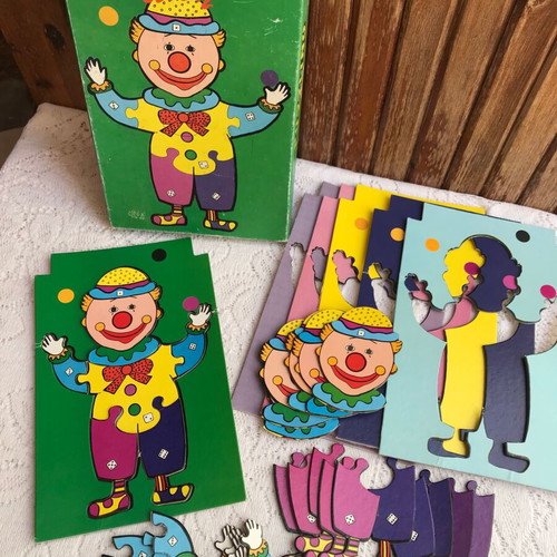 Puzzlino Clown by Assim Toys vintage board game used