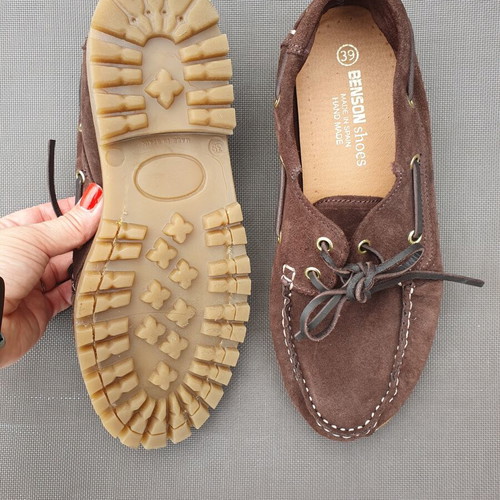 Benson Shoes Brown Suede Lug-Sole Boat Shoes EU 39