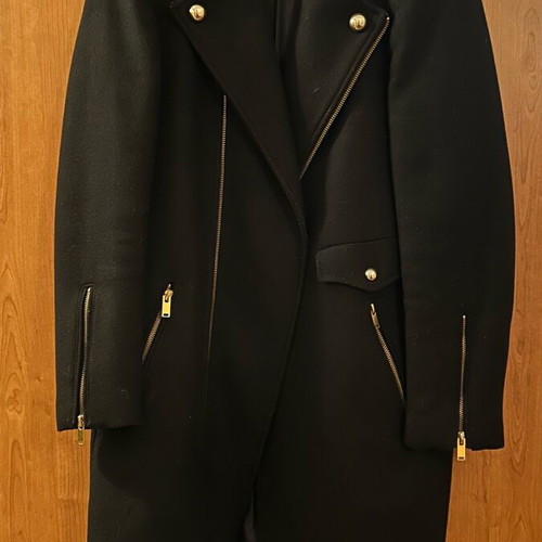 Zara black padded mando coat like new