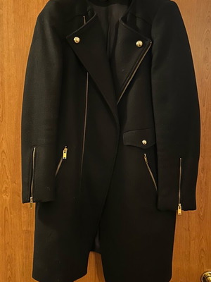 Zara black padded mando coat like new