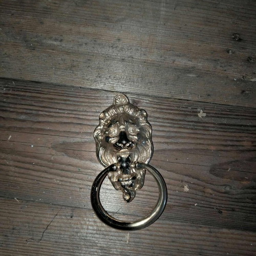 Door handles with lion knocker new, bone for exterior doors