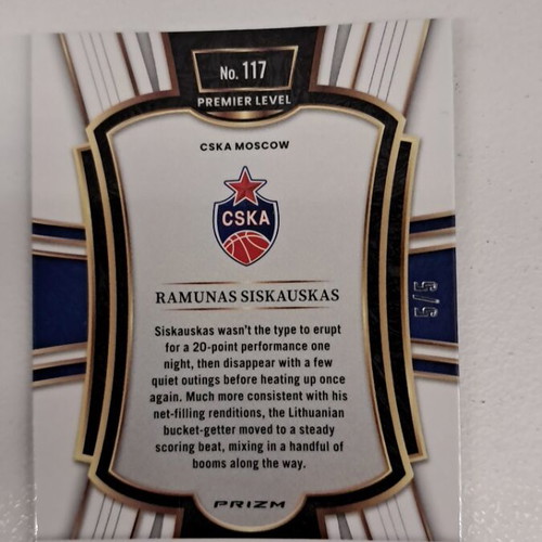 Panini Select Euroleague Ramunas Siskauskas Premier card new