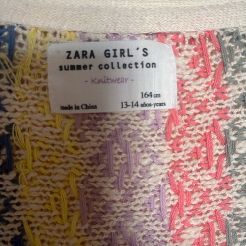 Zara poncho size 13/14 like new, colorful knitted