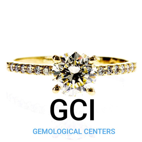 Diamond ring with light yellow 1.15 ct natural diamond, new