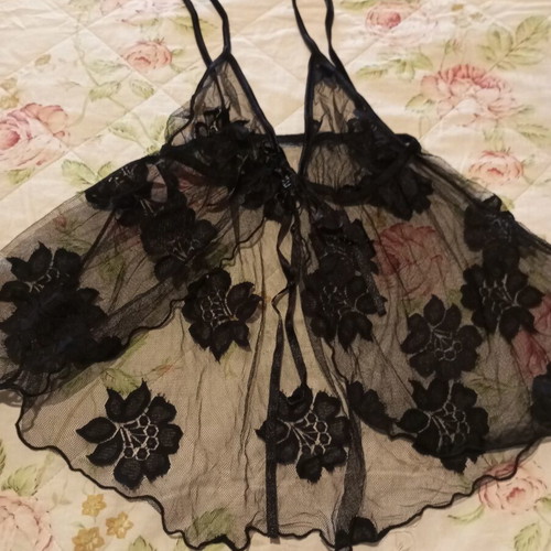 Black Babydoll Milena by Paris new, lace floral pattern